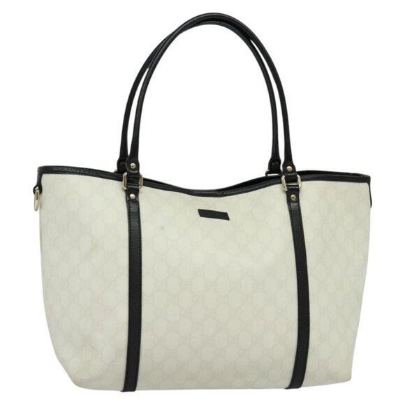 GUCCI GG Supreme Tote Bag PVC White Gold 197953 Auth 136210 - Picture 1 of 16